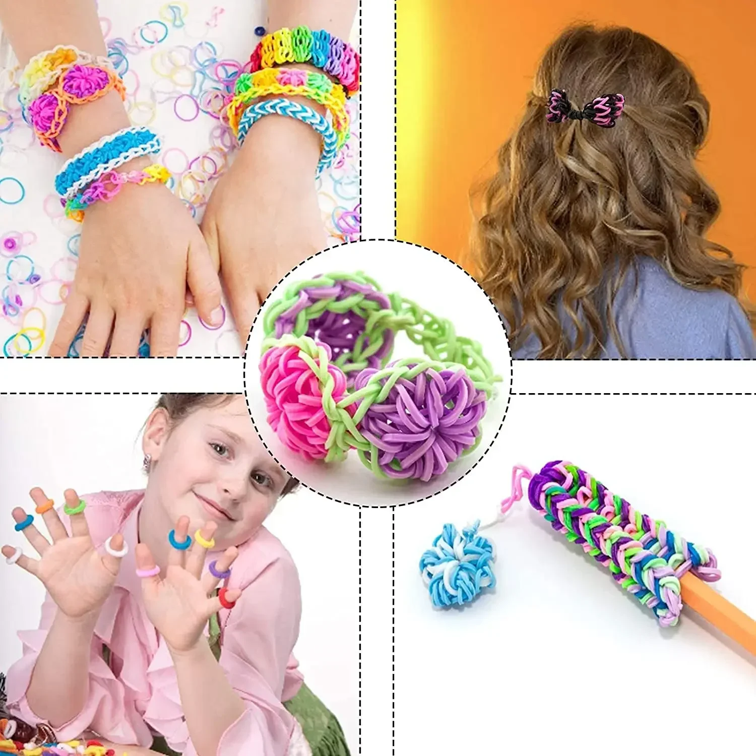 Ensemble d'élastiques à métier à tisser colorés, 600 pièces, 12 couleurs, bricolage, bandes à tisser, Kit de fabrication de bracelets, cadeau pour filles et enfants, artisanat d'art