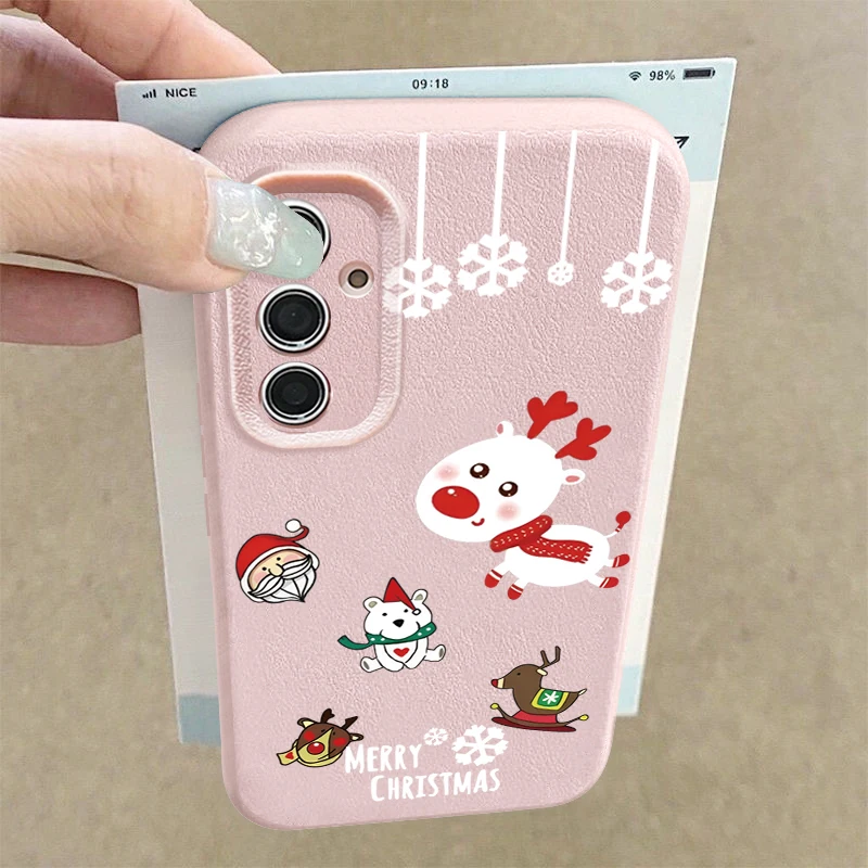 Cartoon Weihnachten Elch Telefon Fall Für Samsung Galaxy A17 A56 A36 A55 A16 A15 A54 5G S25 Rand S24 FE S23 S22 Ultra Plus Soft Cover