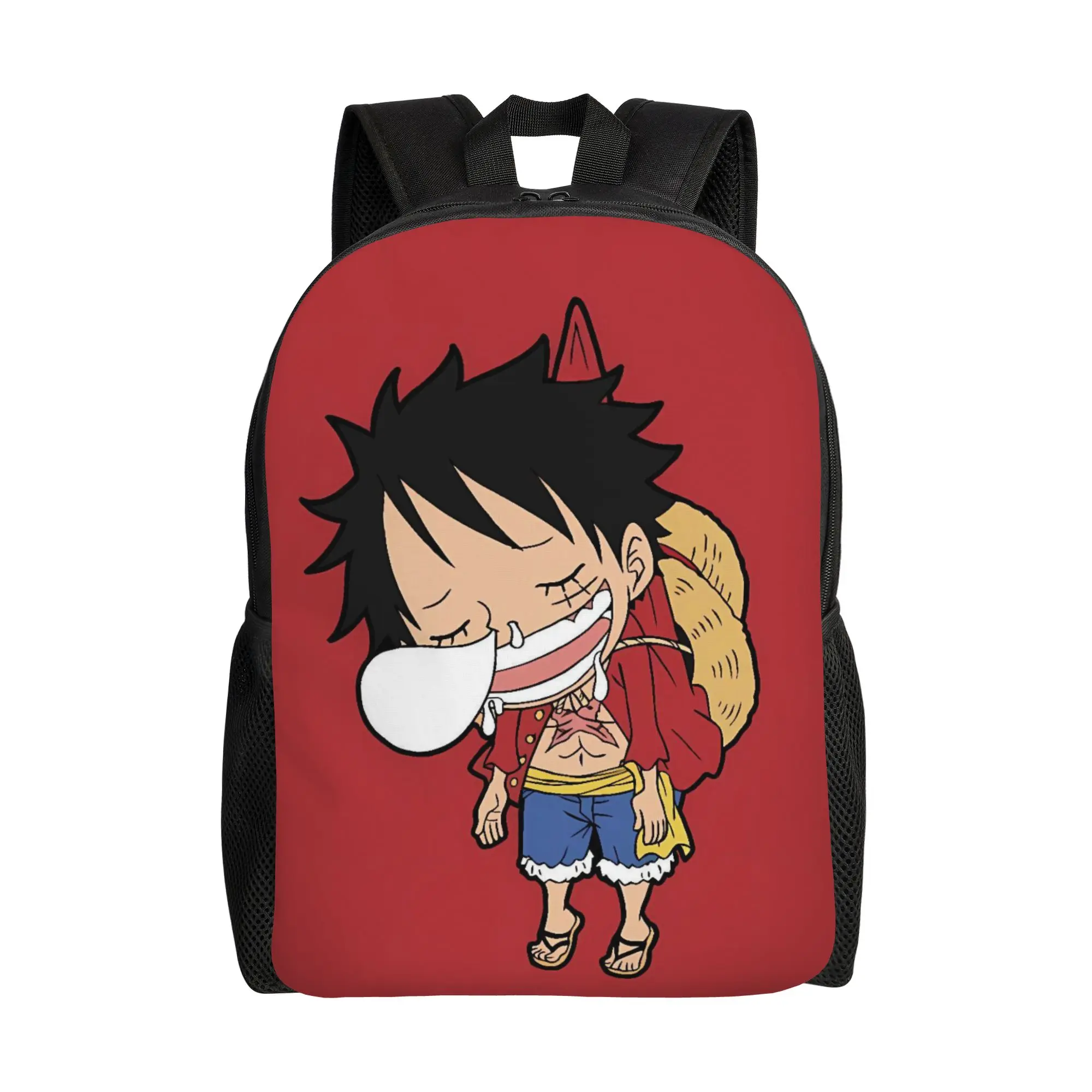 Luffy Minimal Red Cartoon Backpack Ones Pieces University Backpacks Women Men Designer Breathable High School Bags Cool Rucksack