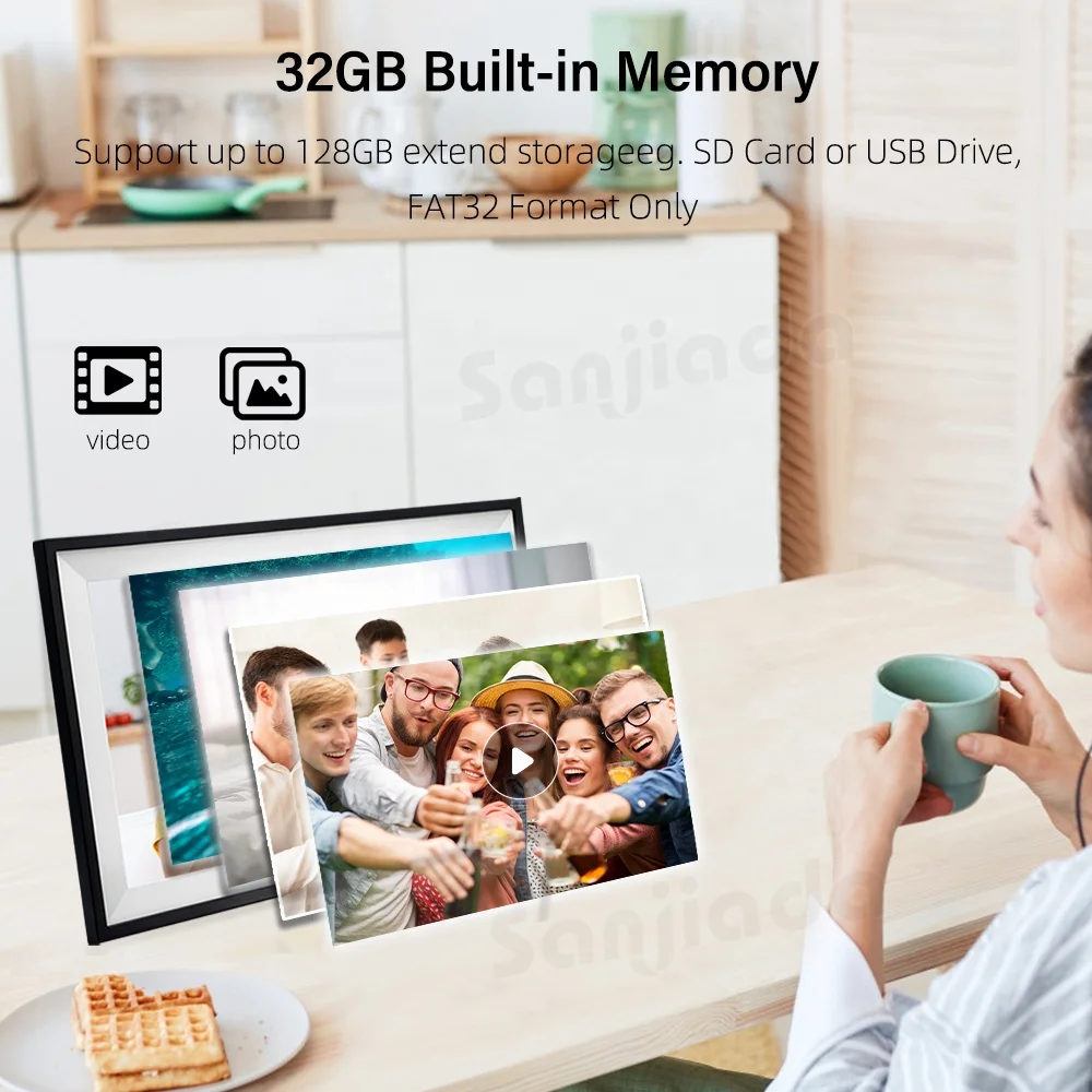 

2026 32GB Large Size Digital Photo Frame 15.6 Inch With 1920 * 1080 IPS Screen, WiFi Smart Picture Frame Upload Photos Via Frame