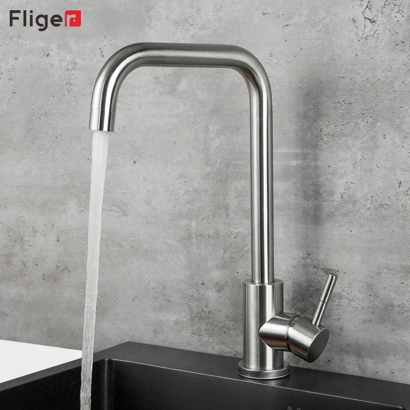 

Кухонный смеситель Fliger из нержавеющей стали для раковины, с подачей горячей и холодной воды, Torneira