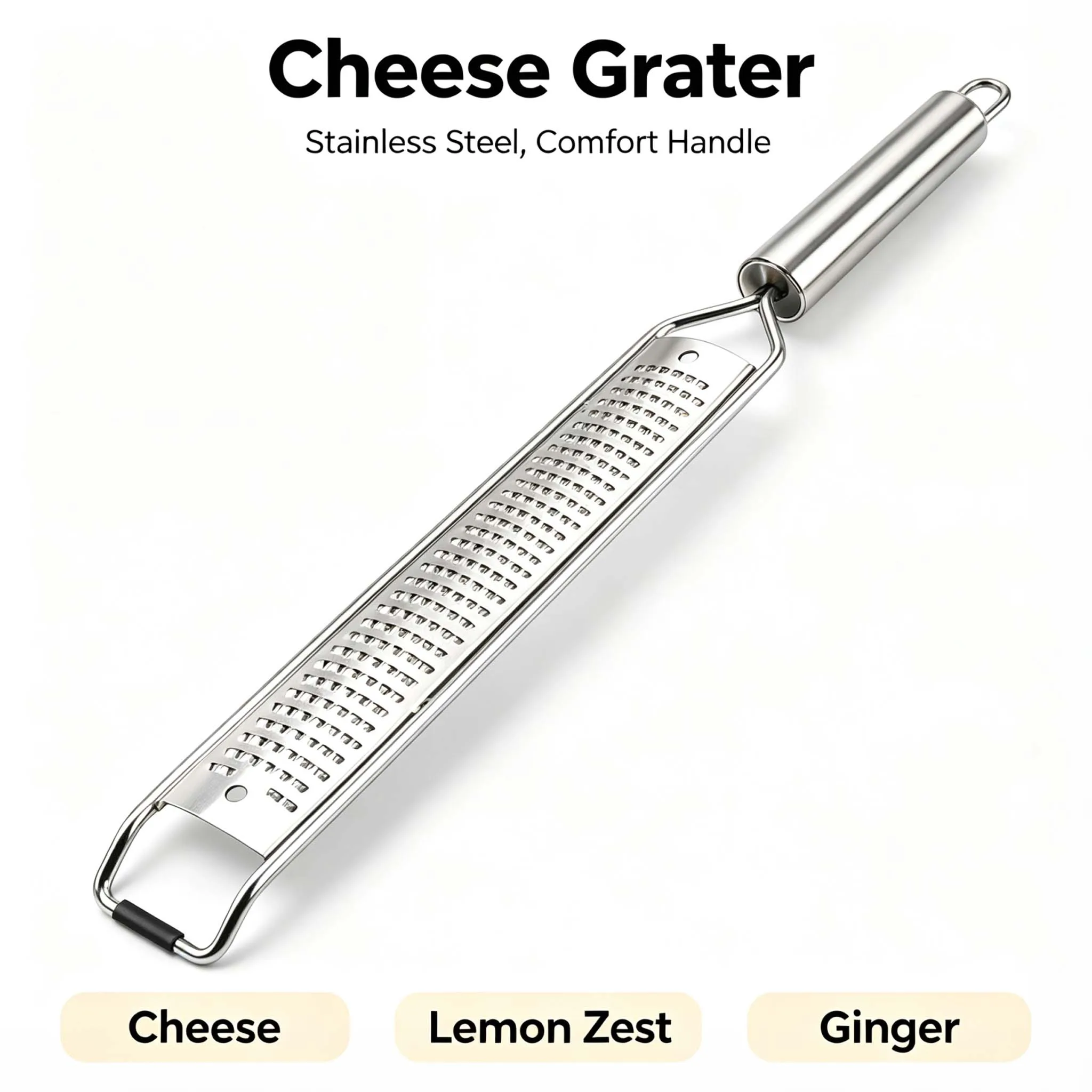 Premium Stainless Steel Cheese Grater Lemon Zester Garlic Ginger Slicer Dual Blades for Parmesan Cheddar Kitchen Baking Tools