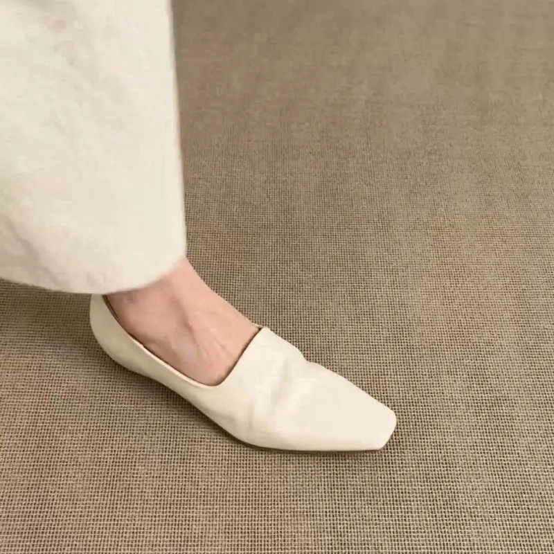 Retro Flat Loafers Women's Slip-on British Style Square Toe Single Shoes view 3