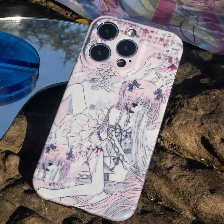 Gothic Anime Girl Manga Phone Case for Samsung Galaxy S20 S21 S22 S23 S24 S25 S26 FE Plus Ultra 4G 5G Glossy Film Hard PC Cover