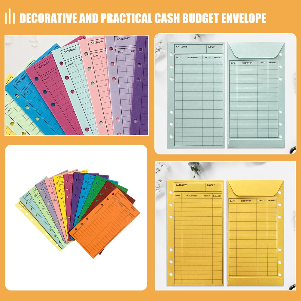 24pcs Colorful Cardboard Envelopes Set Budget Money Envelopes For Cash Organizing Expense Tracking Binder Pockets Office