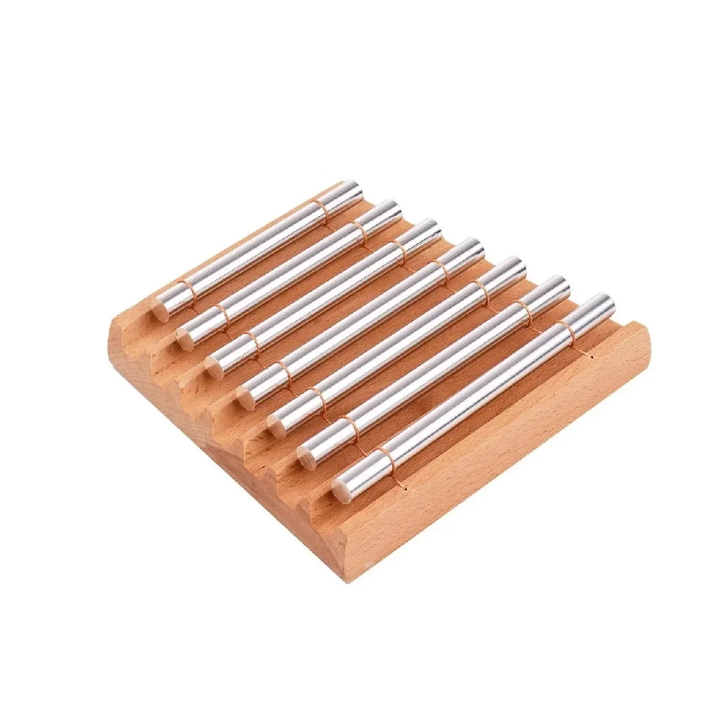 7 Tone Percussion Chime with Mallet for Use in Focus Training and Meditation Crafted from Metal and Wood Materials