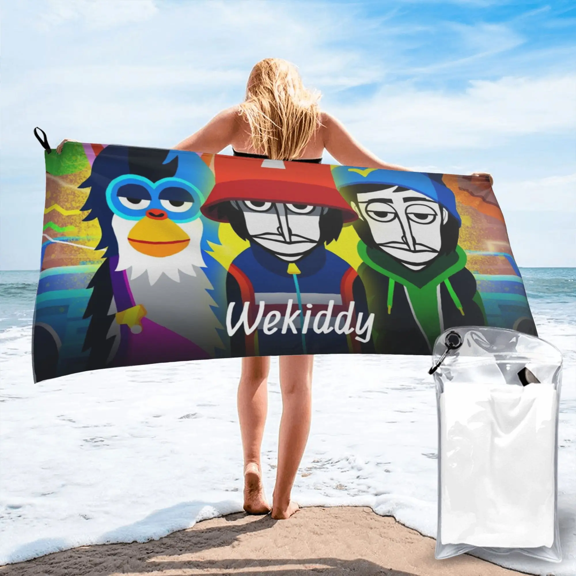 

Пляжное полотенце Incredibox Music Video Game из мягкой микрофибры, быстросохнущее, впитывающее, для ванной