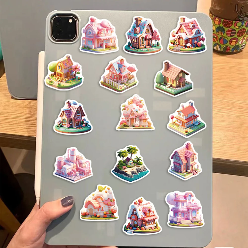 10/30/50pcs Cute 3D World City Building Aesthetic Stickers Cartoon Scrapbook Laptop Phone Diary Graffiti Sticker Decals Kids Toy