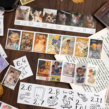 יומן GO עם 365 עמודים, לוח שנה מדביק ויצירתי 2025, ספר מיני רטרו לתכנון יומן, סקראפבוקינג ויומן DIY