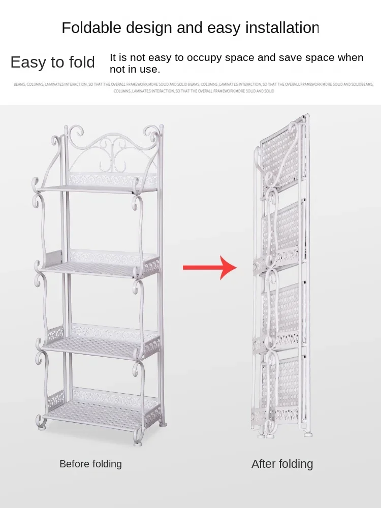 Bathroom ShelfFloor-standing Toilet Wrought Iron ShelfBedroom Kitchen Balcony Storage ShelvesFoldable Design New Arrivals