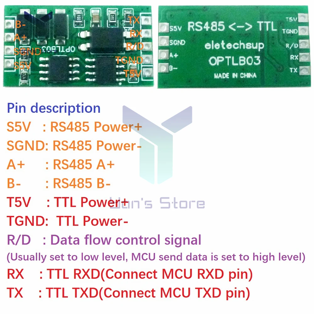 PLC MCU FPGA용 산업용 등급 RS485 - TTL232 UART 절연 통신 서지 보호 모듈