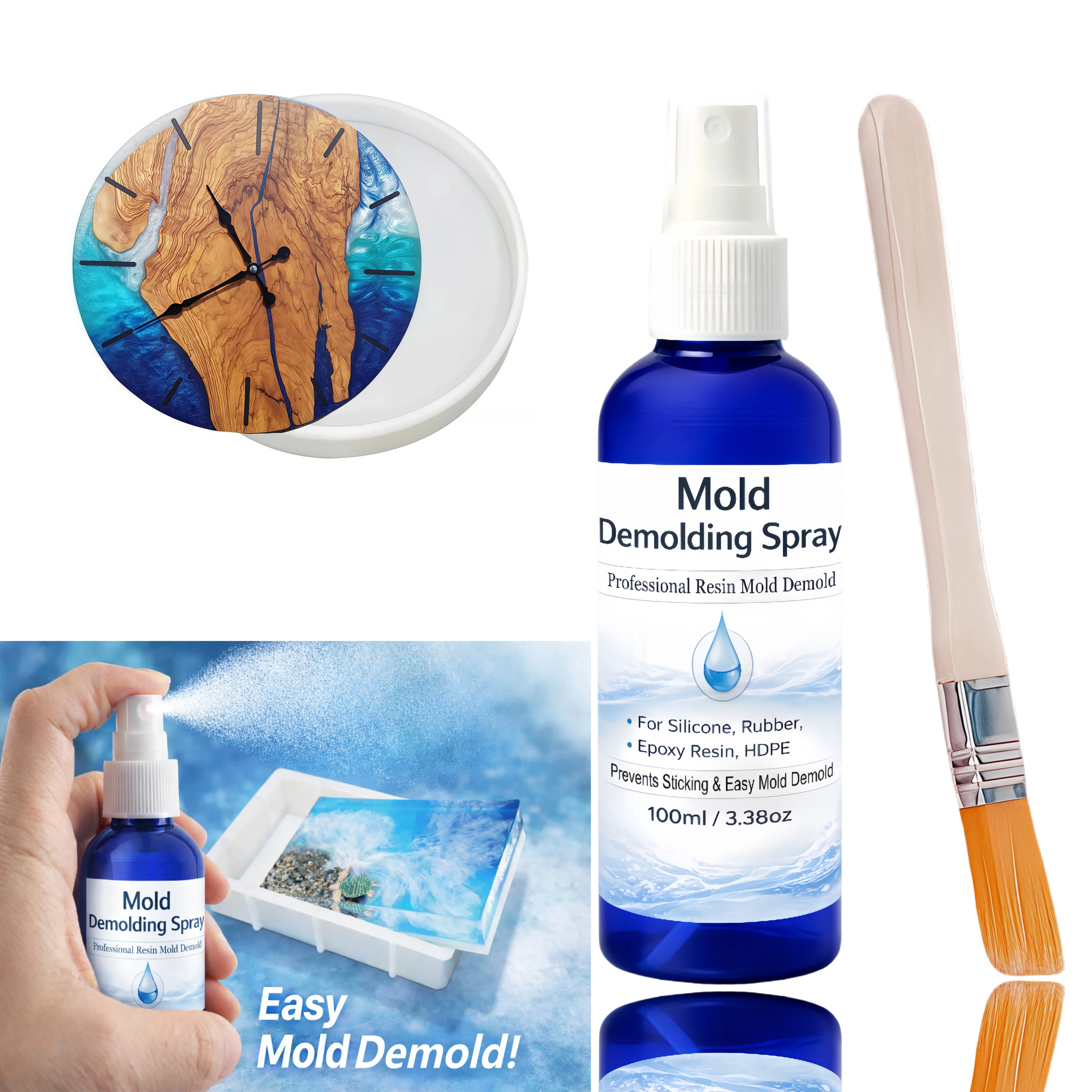 Formtrennspray für einfaches Entformen und Formenschutz. Silikonöl eignet sich für Epoxidharz, Kerzen, HDPE und Silikonformguss.
