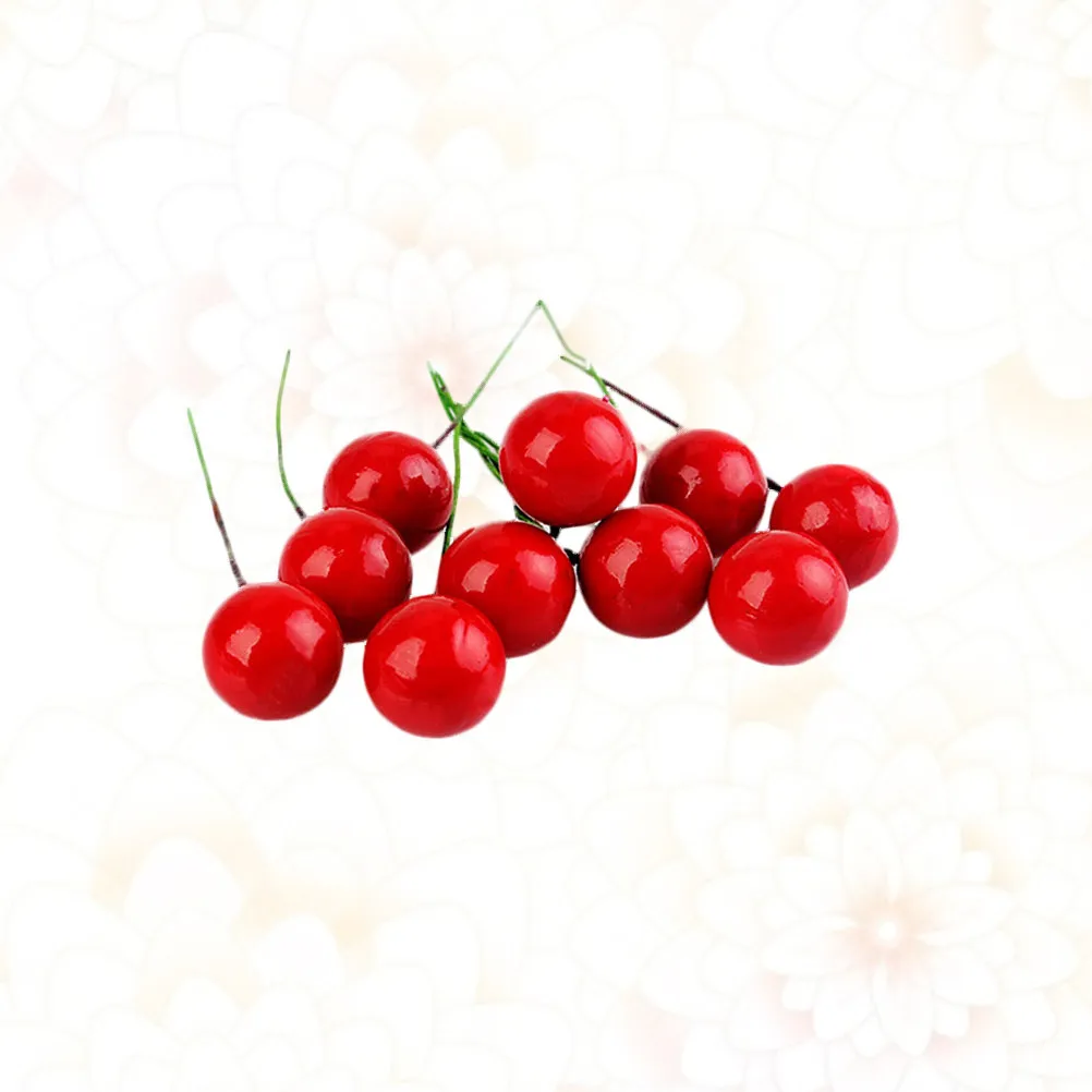 

48Pcs Artificial Lifelike Fruit Fake Cherries for Decoration Realistic Looking Bright Color DIY Craft Accessory Red