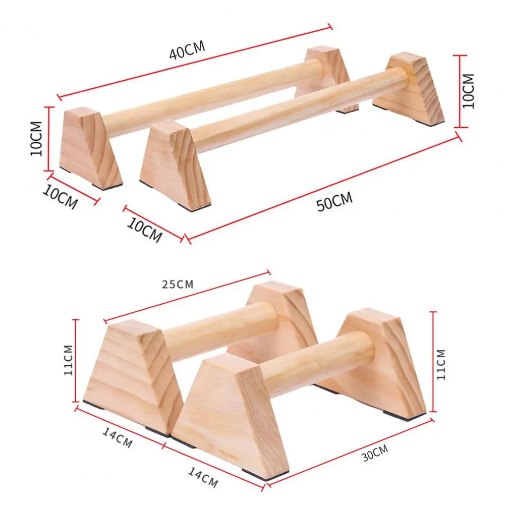 Push-up Handle Wear Resistant Parallettes Bar Wood Anti-deformation  Practical Impact Resistant Push Up Stands