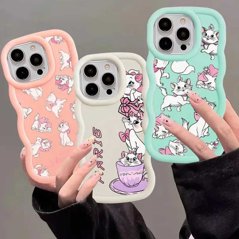 Cartoon Disney Marie Cat Phone Case for iPhone 15ProMax 14 Plus SE 13 Mini XS Max 11 Pro 12 Pro 8 7 XR Square Liquid Soft Cover