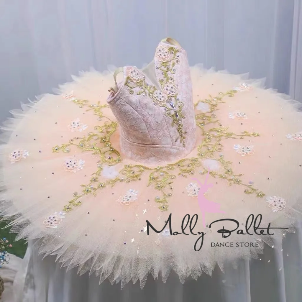 New launched simple version light beige Sleeping Beauty ballet TUTU canopy skirt professional performance competition