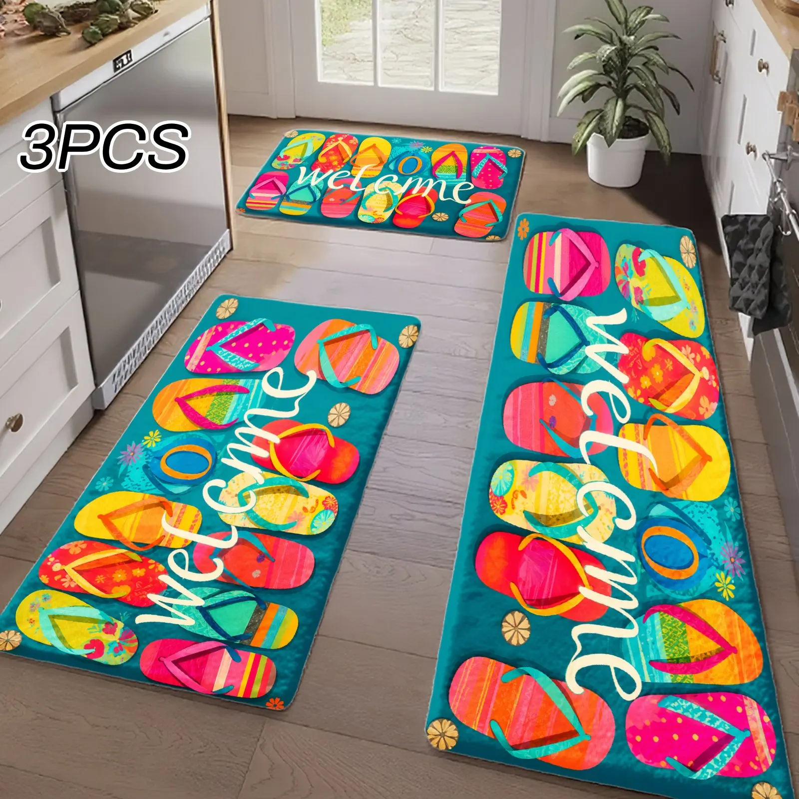 Colorful Welcome Rugs Set for Kitchen and Home