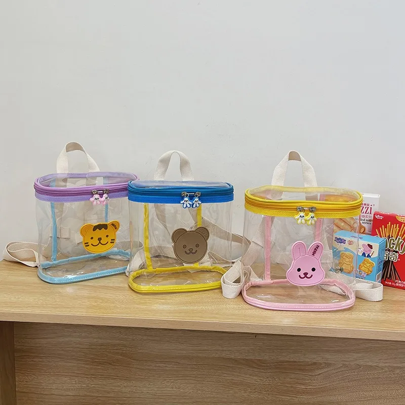 Korea ins bear rabbit mini small backpack transparent PVC plastic jelly bag men and women children kindergarten schoolbag - Image 2