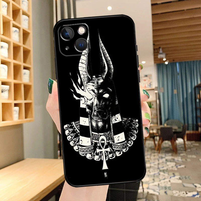 مصر نفرتيتي أنوبيس جراب هاتف آيفون 15 برو ماكس 14 13 12 11 16 برو ماكس ميني XR 15 16 زائد 16e غطاء كوكه