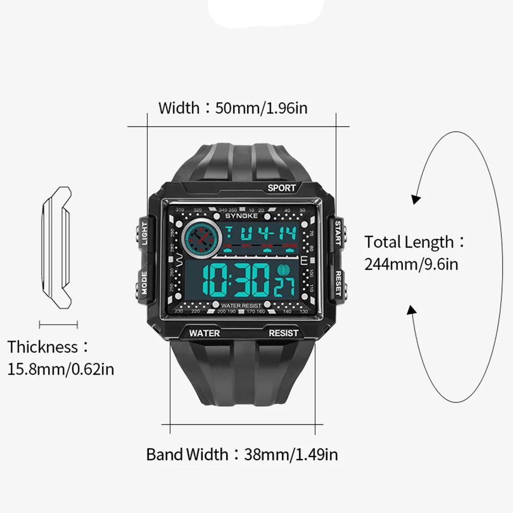 Men Digital Watches 50M Waterproof Army Military Watch Electronic Sports Mens Wristwatches