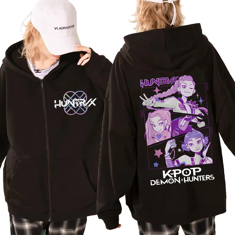 

Anime K-Pop Demon Hunters Zipper Hoodie Women Harajuku Pullover Tops Streetwear Sweatshirt 2025 Anime Fashion Casual Hoodies