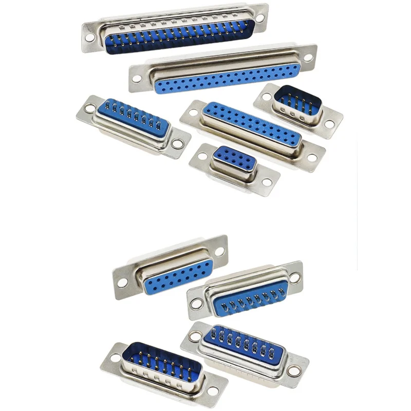 DB9/15/25/37 Pin Core Solder Type Serial Port Socket Dual Row Male Female RS232 Connector COM Port Pin Hole 10pcs