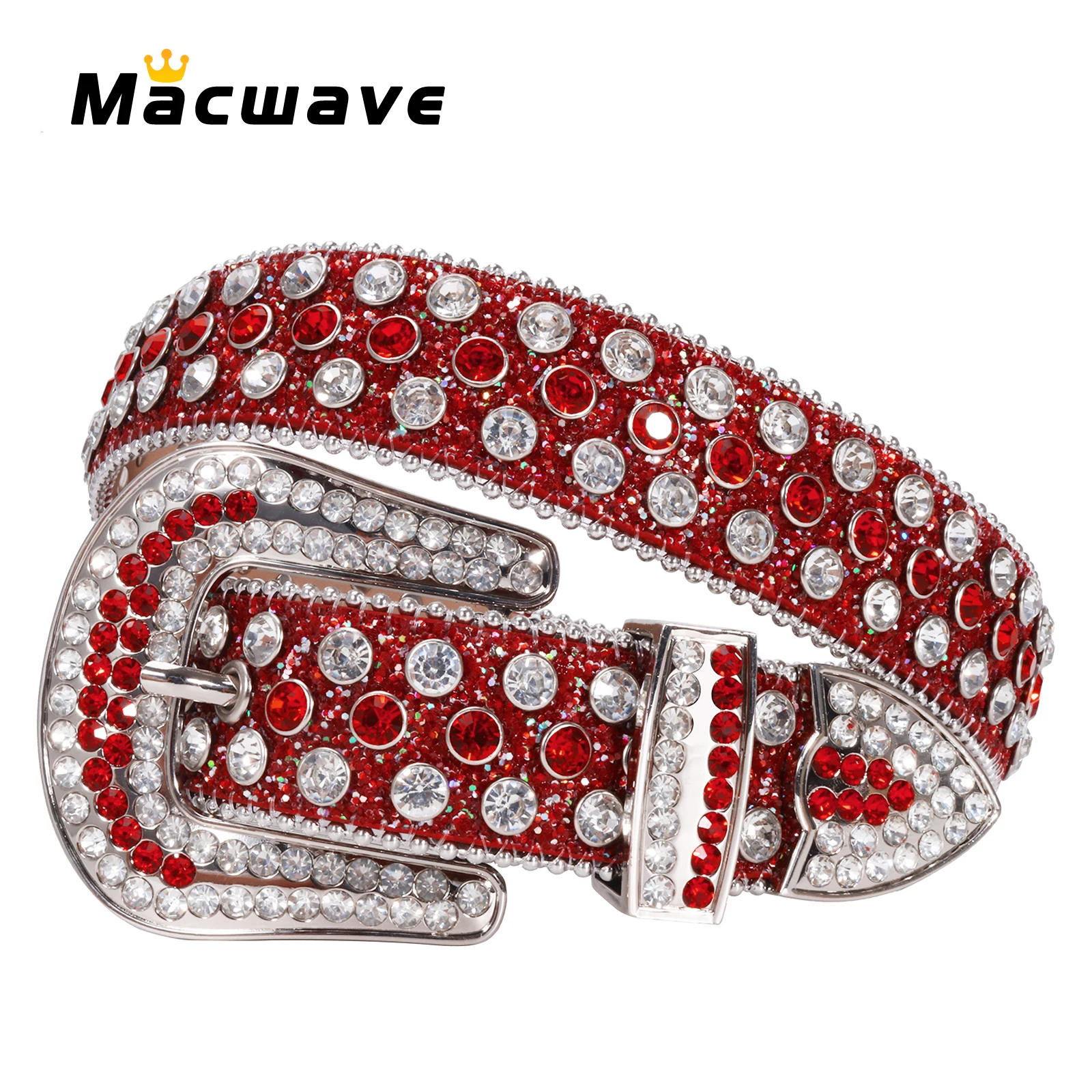 Hot Red Western Cowgirl Rhinestones Bling Belts Strap Fashion Women Colorful Studded Fashion Belt Cinto De Strass Ceinture Femme