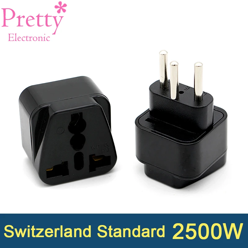 Universal AC 250V 10 EU AU US UK to Switzerland Swiss AC Power Travel Plug 3 Round Pin Adaptor Wireless Conversion Plug