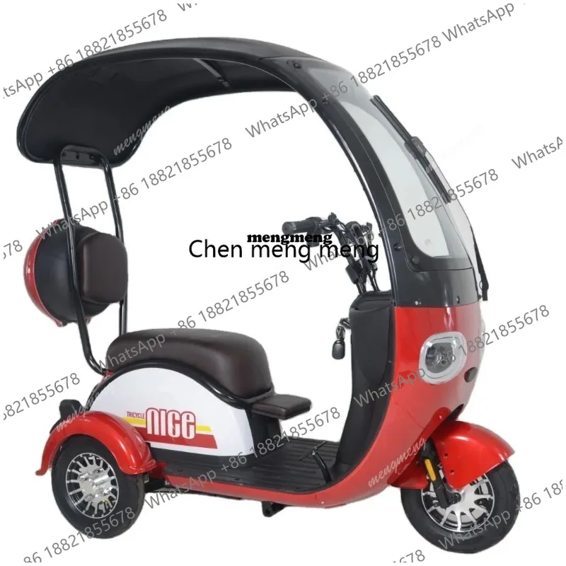 Solar-Powered Electric Tricycle with Canopy Eco-Friendly Three-Wheel Electric Vehicle