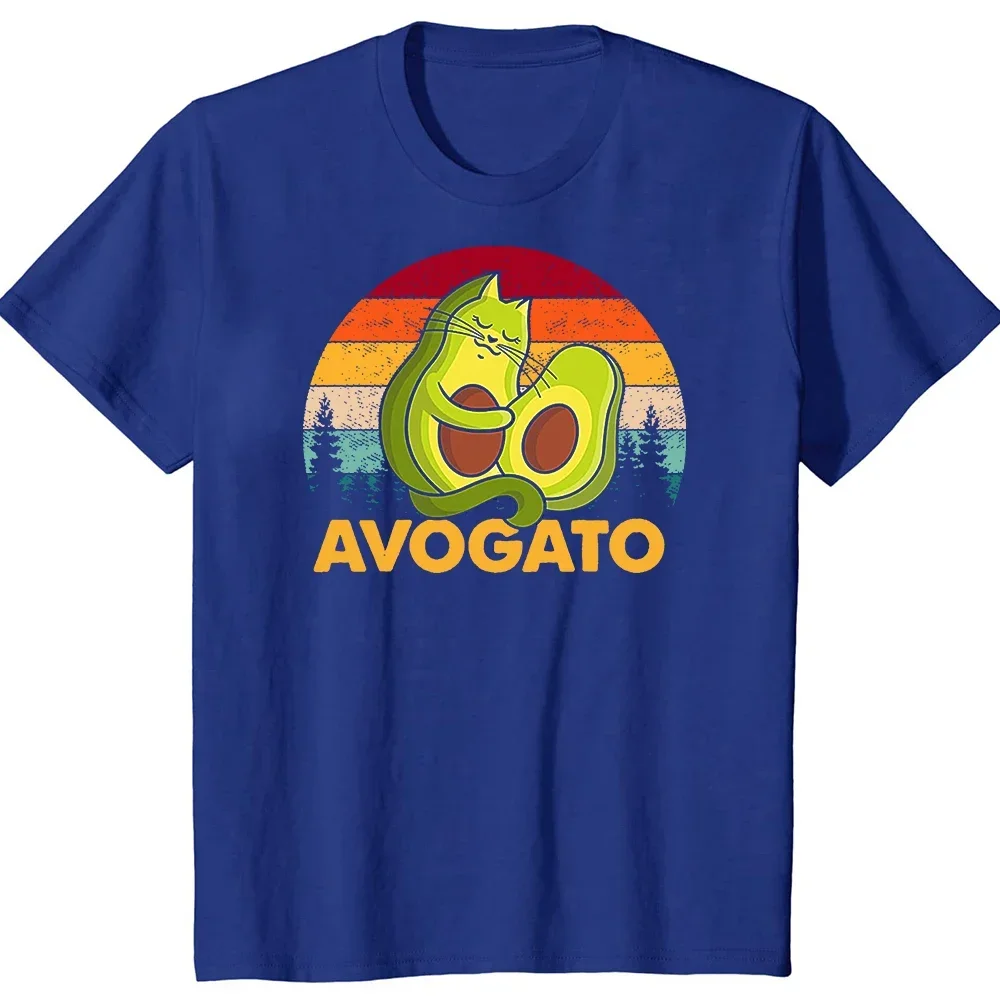 Funny Cat Avogato Avocado T Shirts Summer Style  Birthday Gifts T-shirt Mens Clothing Graphic Cotton Streetwear Short Sleeve