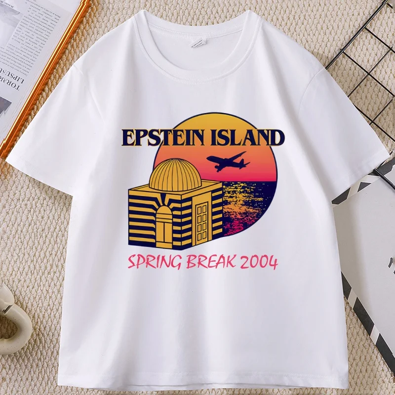 Epstein Island Spring Break 2004 T-Shirt für Herren und Damen, aus Baumwolle, kurzärmelig, mit Rundhalsausschnitt, bedruckt, Unisex, locker geschnitten, mit grafischem Motiv.