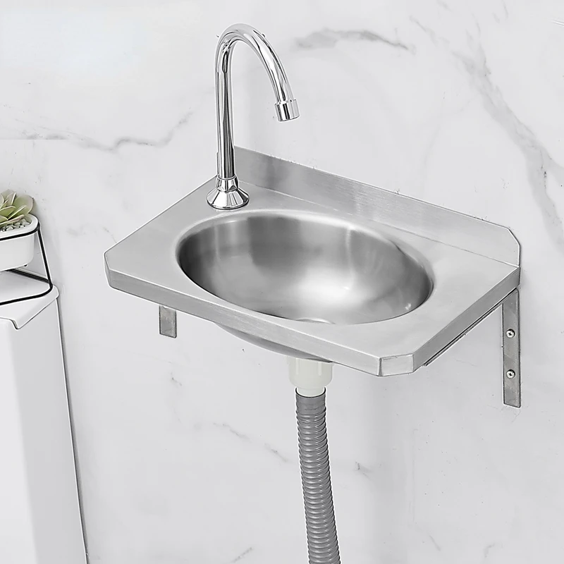 

Mini Washbasin Wall-mounted 304 Stainless Steel Bathroom Balcony Vanity RV Washbasin