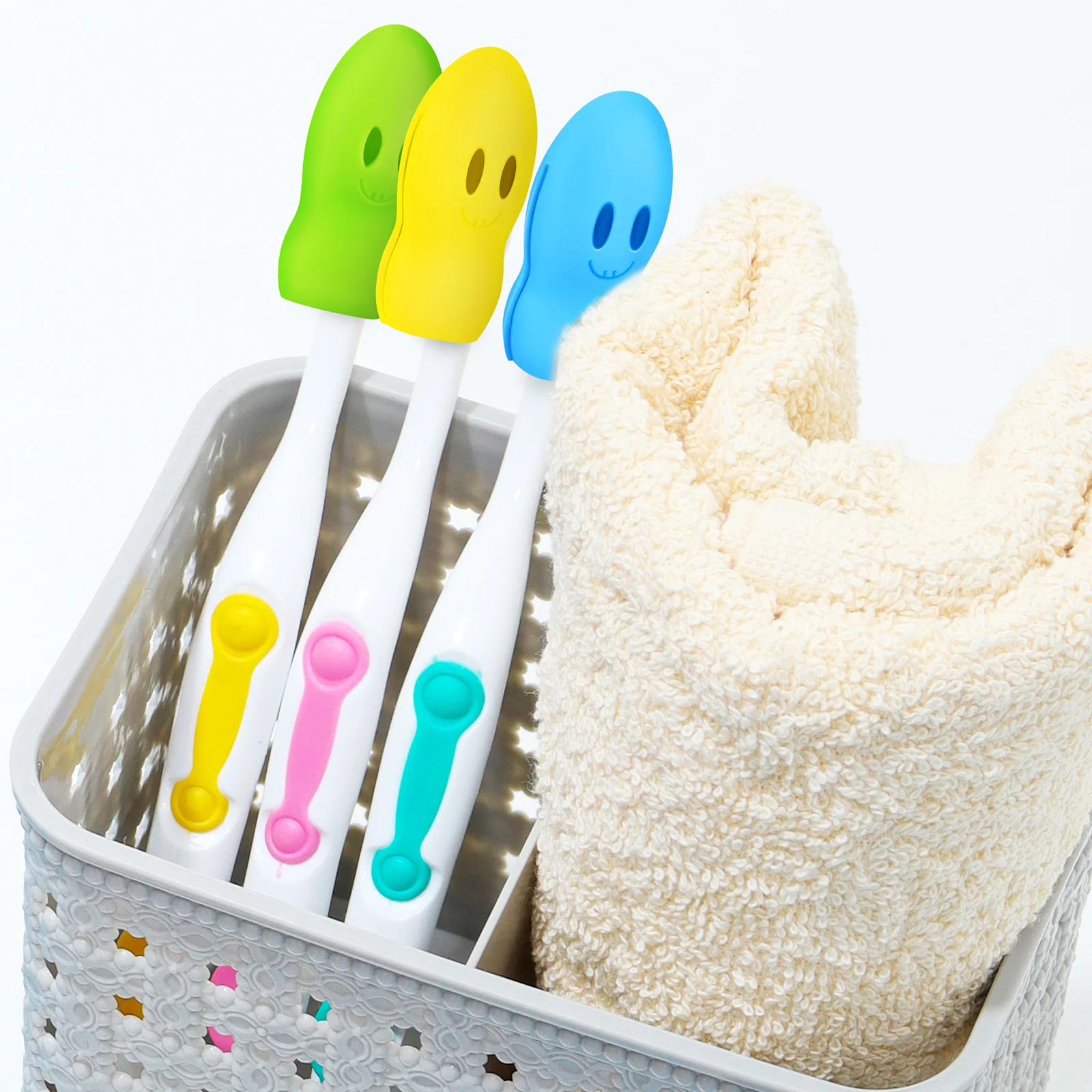 

12pcs Toothbrush Head Cover Silicone Cute Cartoon Design For Travel Home Camping Protection Breathable Easy