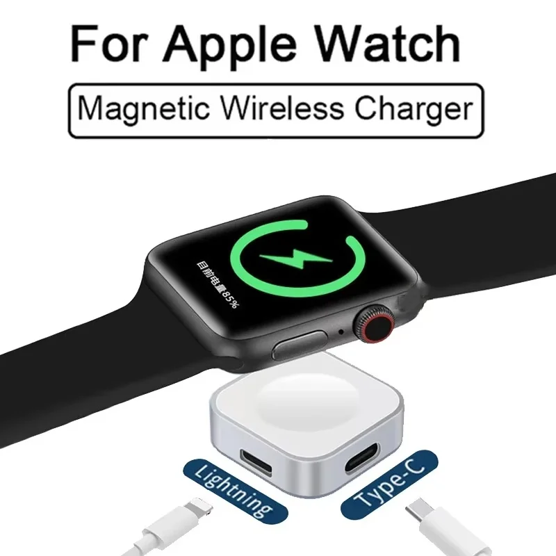 Metal Magnetic For Apple Watch Wireless Charger Smartwatch Charger Apple Watch 9 8 7 6 Type C L Double Port Charger Watch 6 5 4