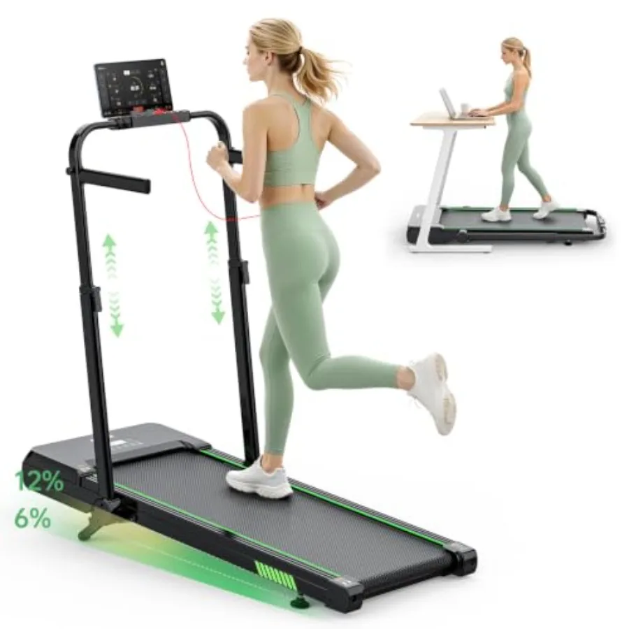 Walking Pad Treadmill with 12% Auto Incline Adjustable Handlebar