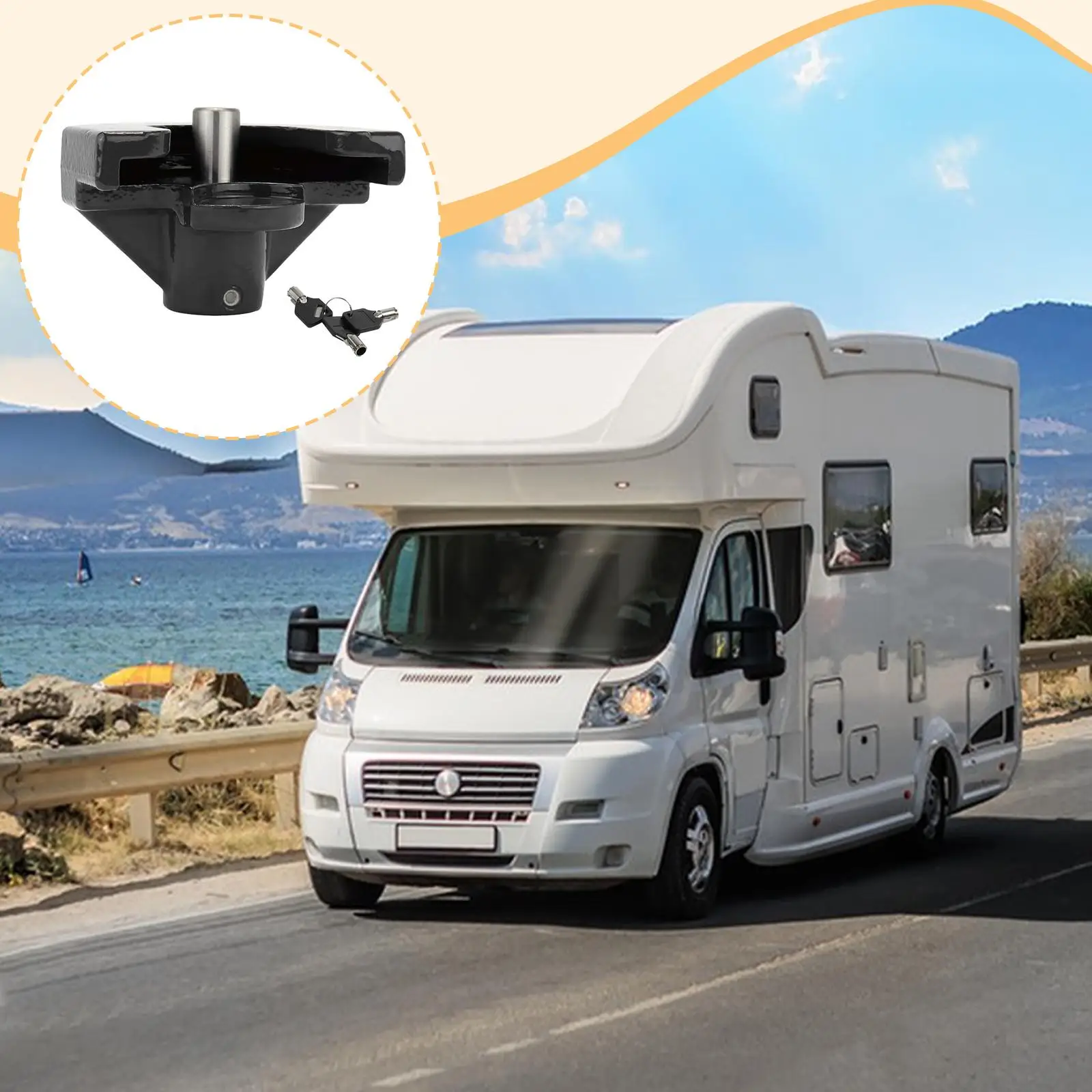 

2'' Trailer Coupler Lock RV Boat Trailer Lock 887613200023 Practical Replacement High Performance Resistant