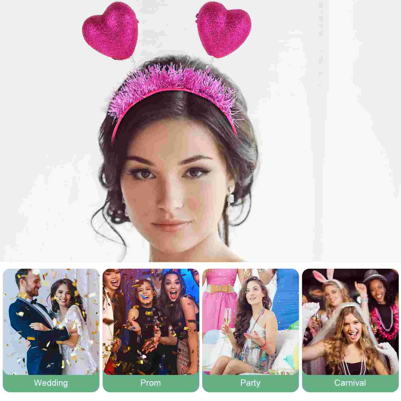 Aros para el pelo con forma de corazón para el Día de San Valentín, diademas románticas de amor rojo para mujer, accesorios para fotos de fiesta, accesorios ligeros para Cosplay, 2 uds.