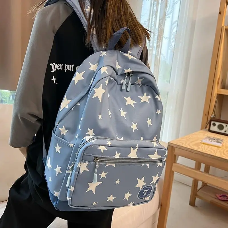 Mochila de Viagem Impermeável Multifinonal para Mulheres Mochilas Escolares, Star Book Bag, Moda, 2024