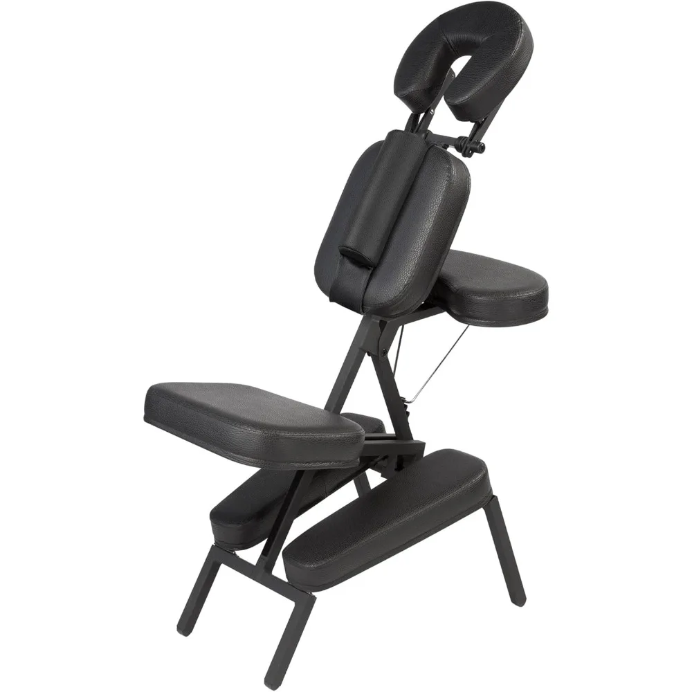 

Black portable massage chair, made with aircraft-grade aluminum frame, can support up to 650 pounds
