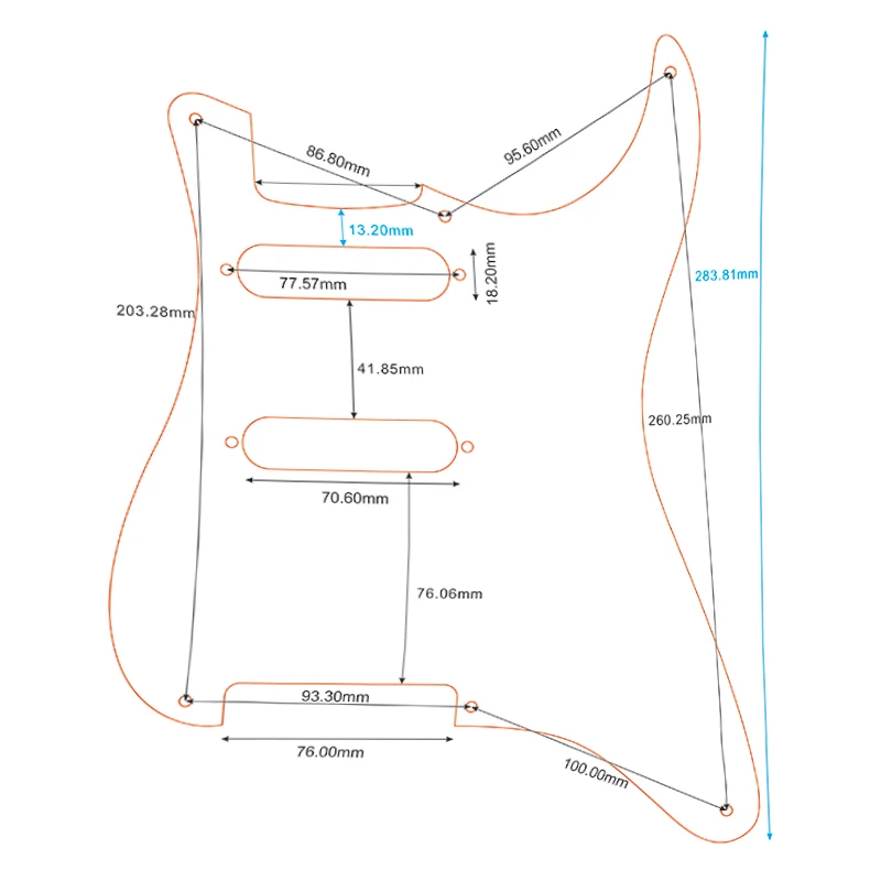 Pleroo Custom Guitar Parts - For ST Blank SS Pickguard 6 Hole US Spec Strat No Bridge Pu Route Various