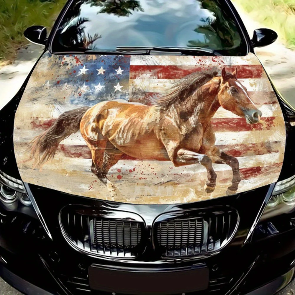 الحصان المشتعل: تشكل قوي تحت النجوم والمشارب؛ أغطية فينيل للسيارة، رسومات غطاء محرك السيارة من الفينيل، ملصق فينيل مع ديستي