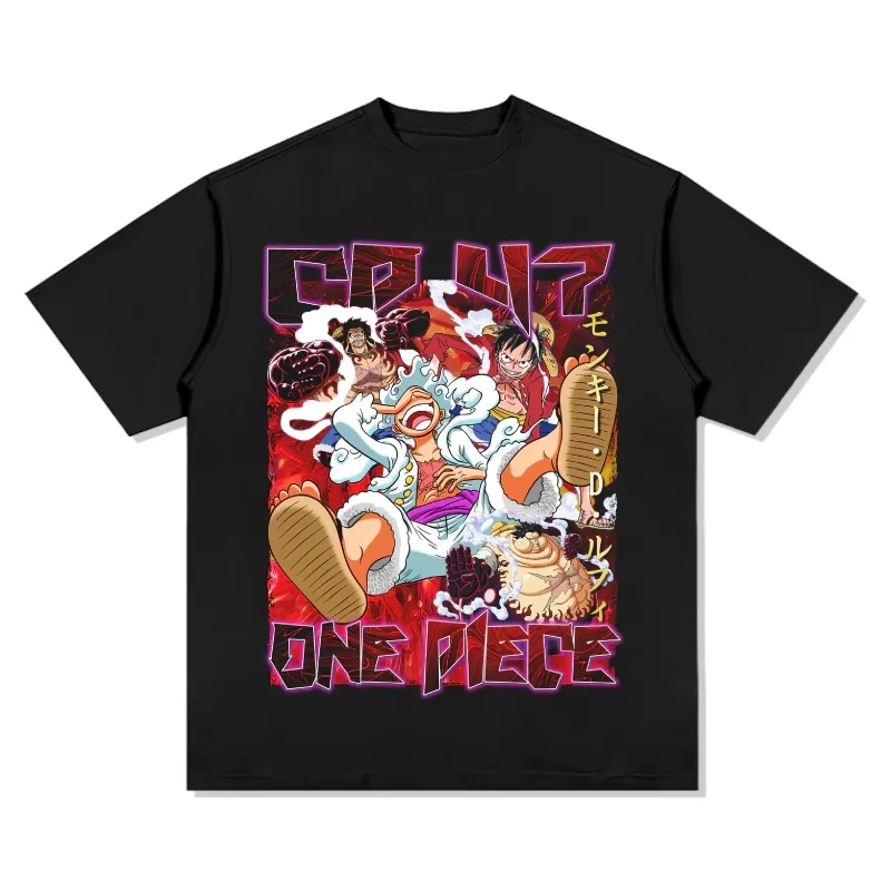 2026 Neues Trendiges One Piece Japanisches Anime Baumwoll-T-Shirt Sommer Herren Retro Bequemes Atmungsaktives Streetwear T-Shirt