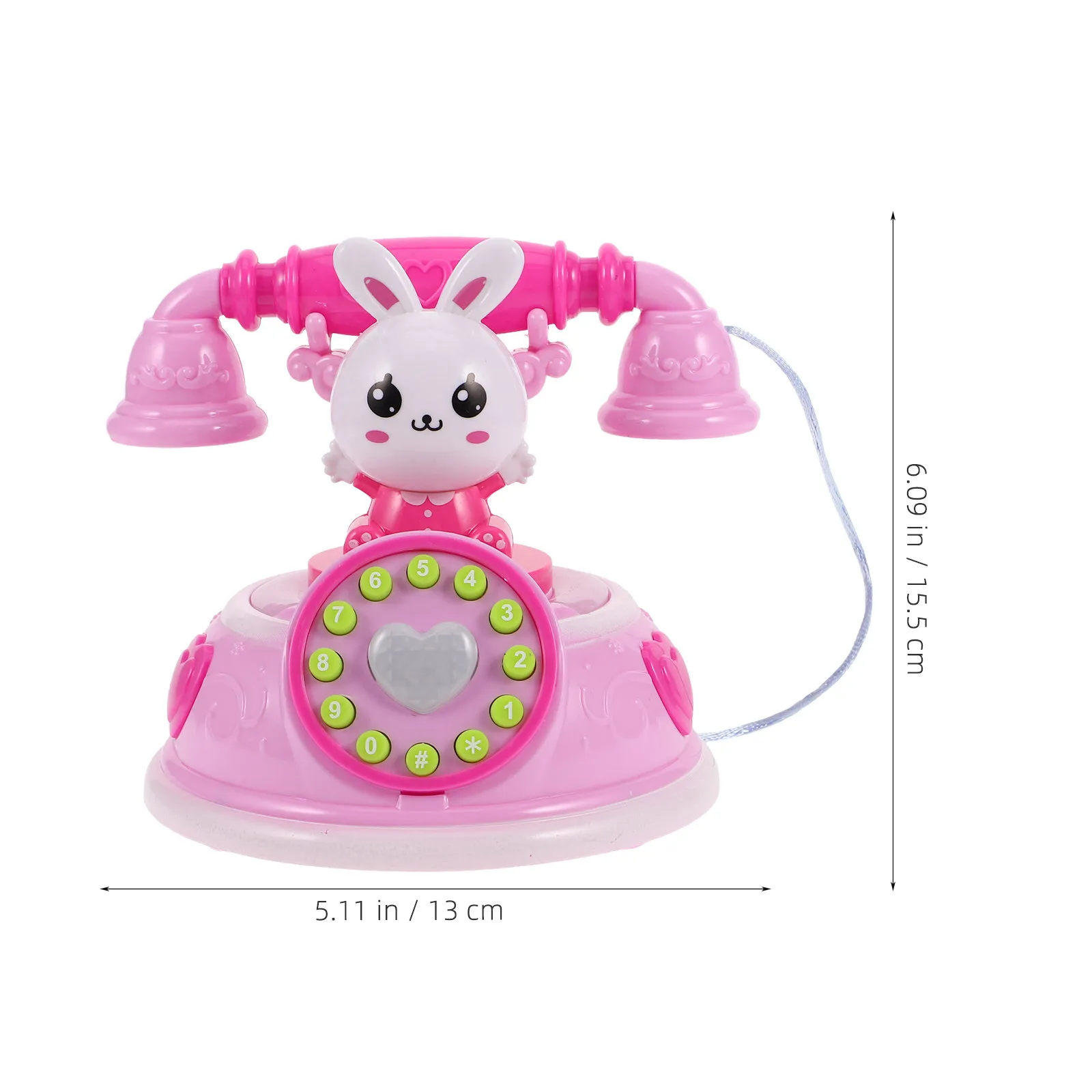 Kids Pretend Telephone Vintage Style Light Up LED Rotary Dial Phone Interactive Prop for Role Play Language Skills Training