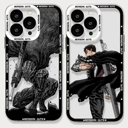 Anime Berserk Guts Clear Phone Case For iPhone 15 14 Pro Max 13 12 Mini 11 Pro XR XS X 8 7 6 6S Plus SE 2020 Silicone Back Cover