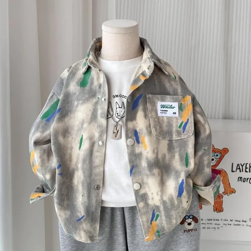 Boys' Denim Shirt Jacket Spring Autumn New Style Children's Fashion Big Size Clothing for Kids