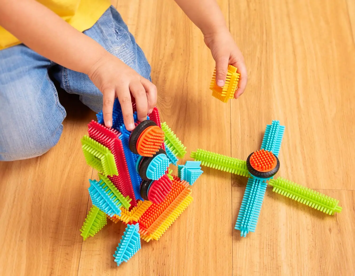Blok Bulu - Blok Bangunan Interlocking STEM - Set Permainan 36/112 Buah - Mainan Perkembangan untuk Balita & Anak