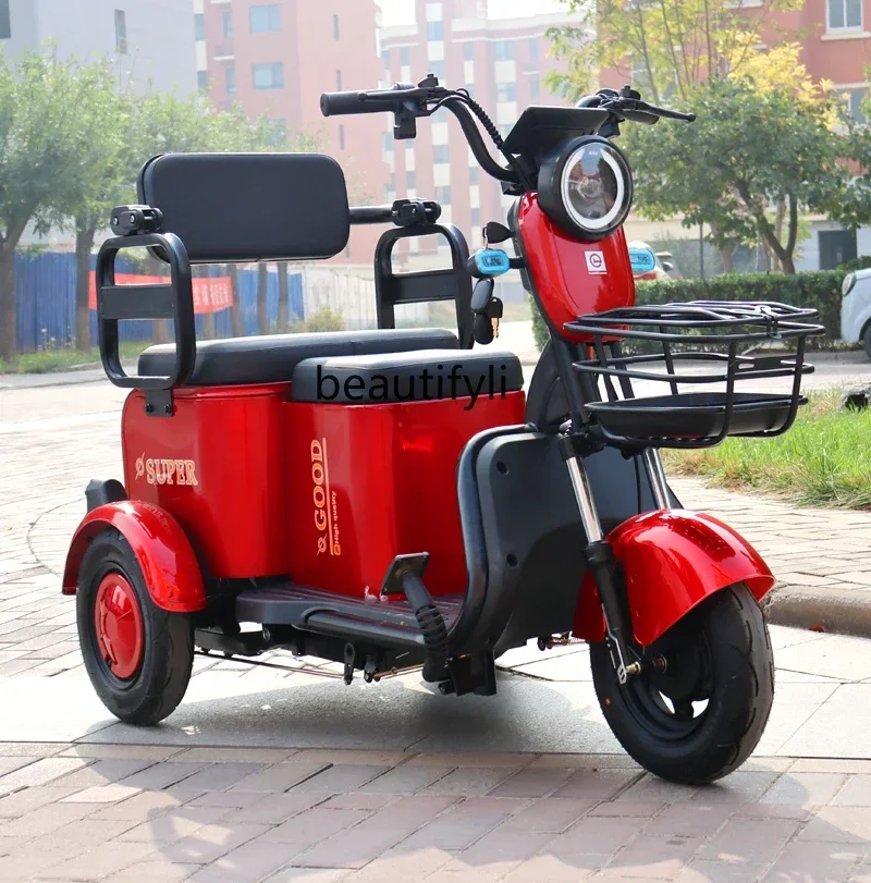 yj15 Electric Tricycle New Leisure Home Pick-up Children Adult Scooter 3-Seat Small Electric Car