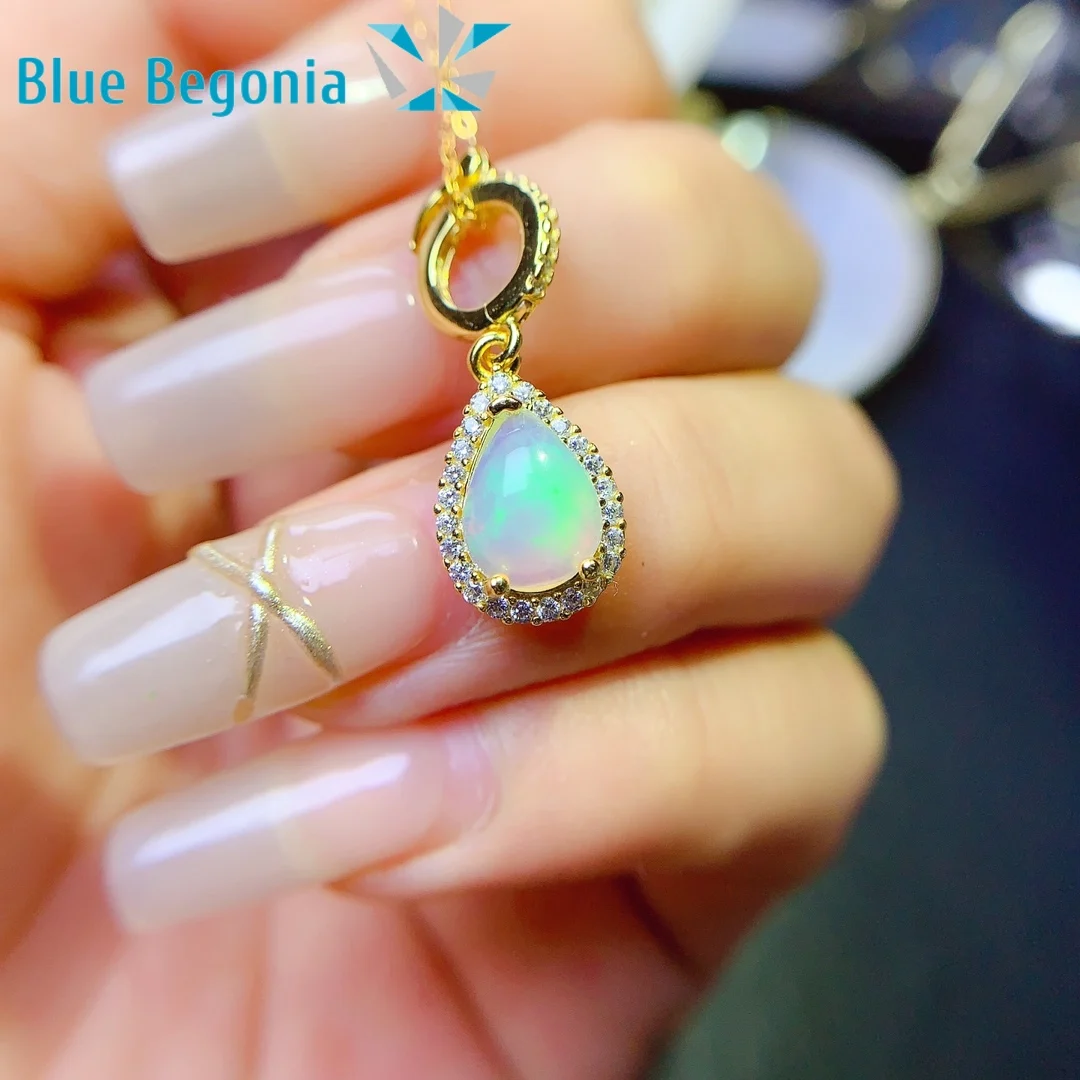 

Natural Opal Pendants for Women Anniversary Gift 7*10MM Gemstones Necklaces 925 Sterling Silver Fine Jewelry