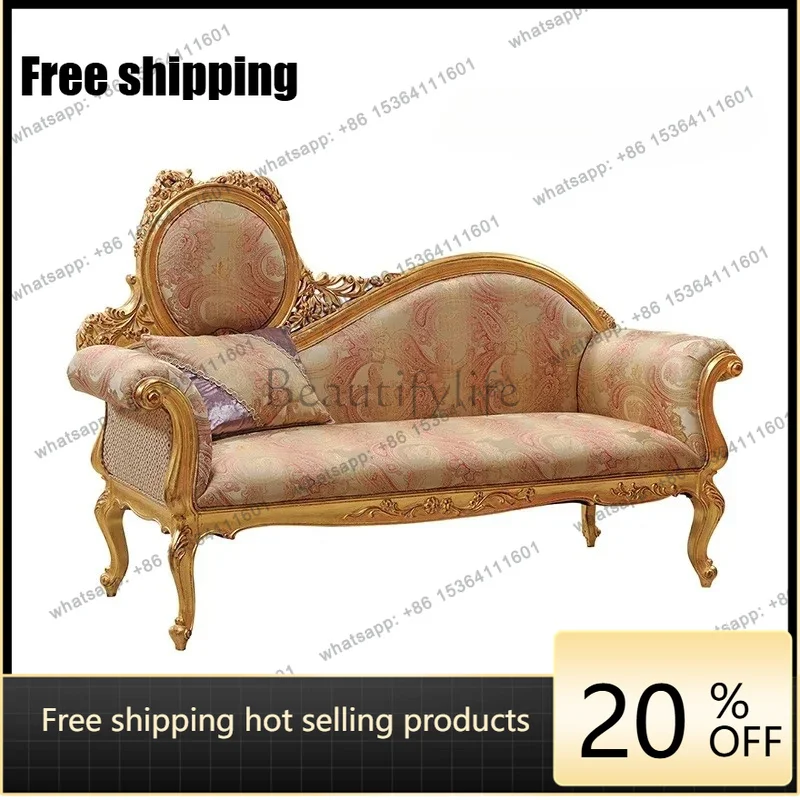 Factory Customization European classical solid wood carving flower beauty couch French court retro