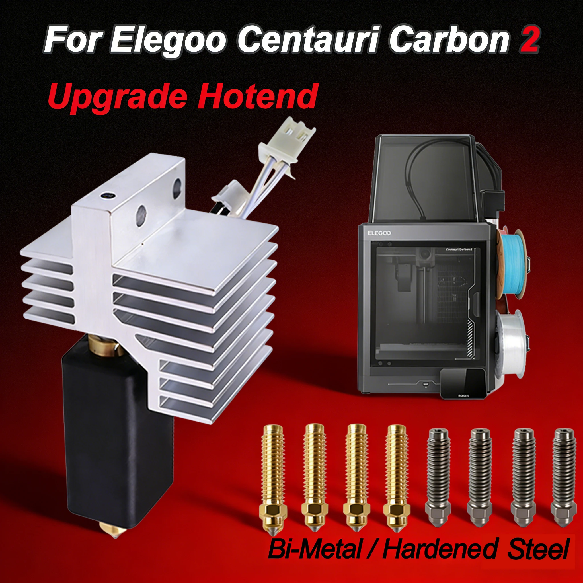 

For Elegoo CC2 Upgrade hotend Assembled Extruder Hotend Kit for Elegoo Centauri Carbon 2 Replaceable Nozzle 0.2/0.4/0.6/0.8 mm